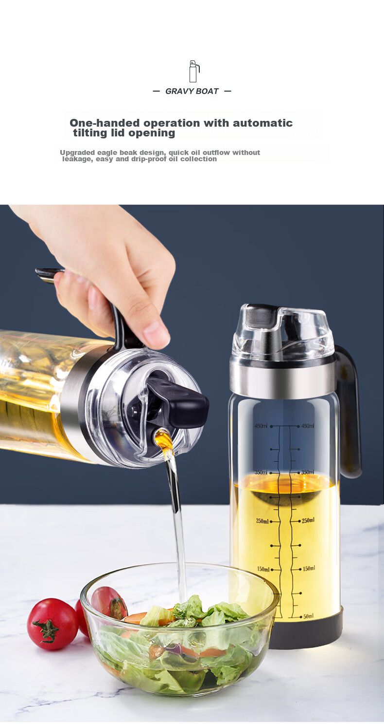 Newair Glass Oil Dispenser with Automatic Opening And Closing, Leak-Proof Kitchen Home Oil Bottle Container for Sesame Oil, Soy Sauce, Vinegar And Seasoning 4