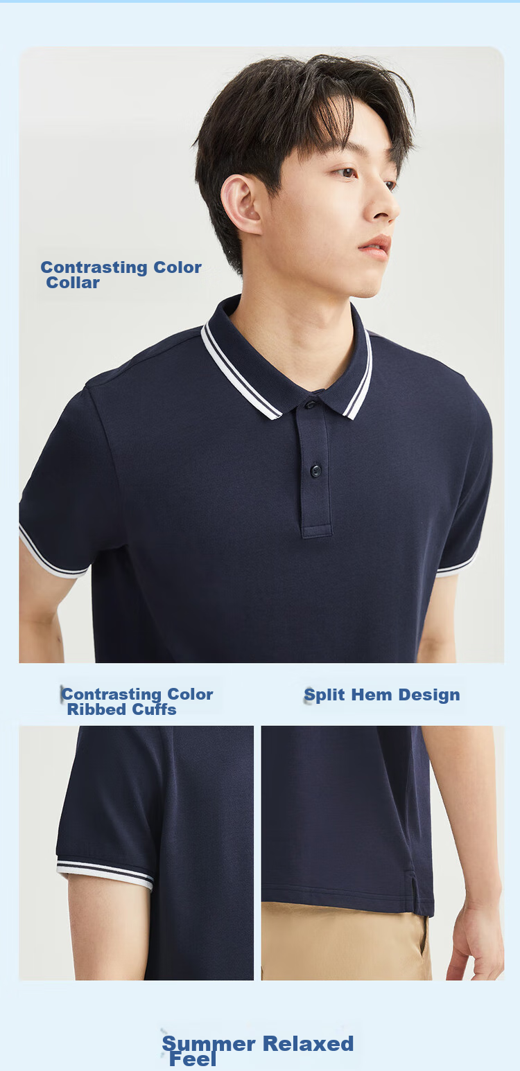 Giordano Men's Short-Sleeve Polo Shirt, Summer High-Tech Quick-Dry, Contrasting Color Pique Fabric, Lightweight Collared Top, 01014387 6