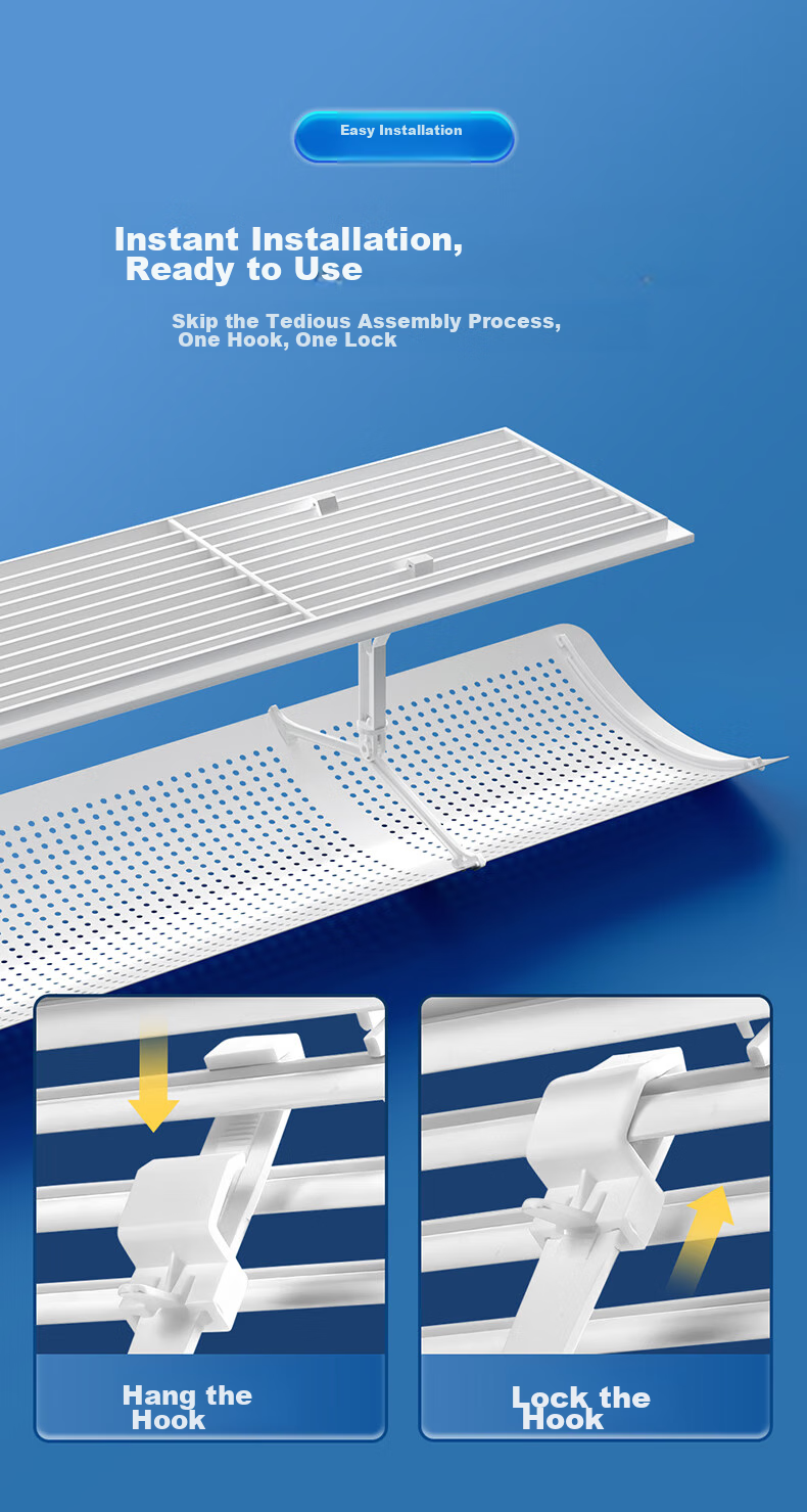 XIAOHUANGHOU Central Air Conditioning Wind Deflector, Anti-Direct Blowing No-Drilling Water Condensation Design, Gentle Wind Guide Cover, 90cm 6