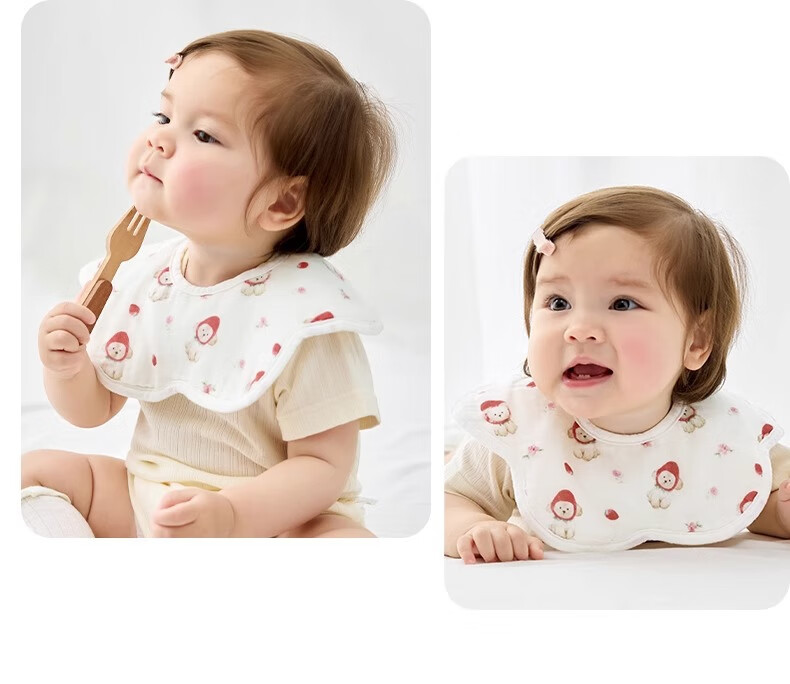 Niduoxiong Newborn Baby Waterproof Bib A-Class Petal Feeding Bib Pure Cotton Gauze Baby Eating Bib 27