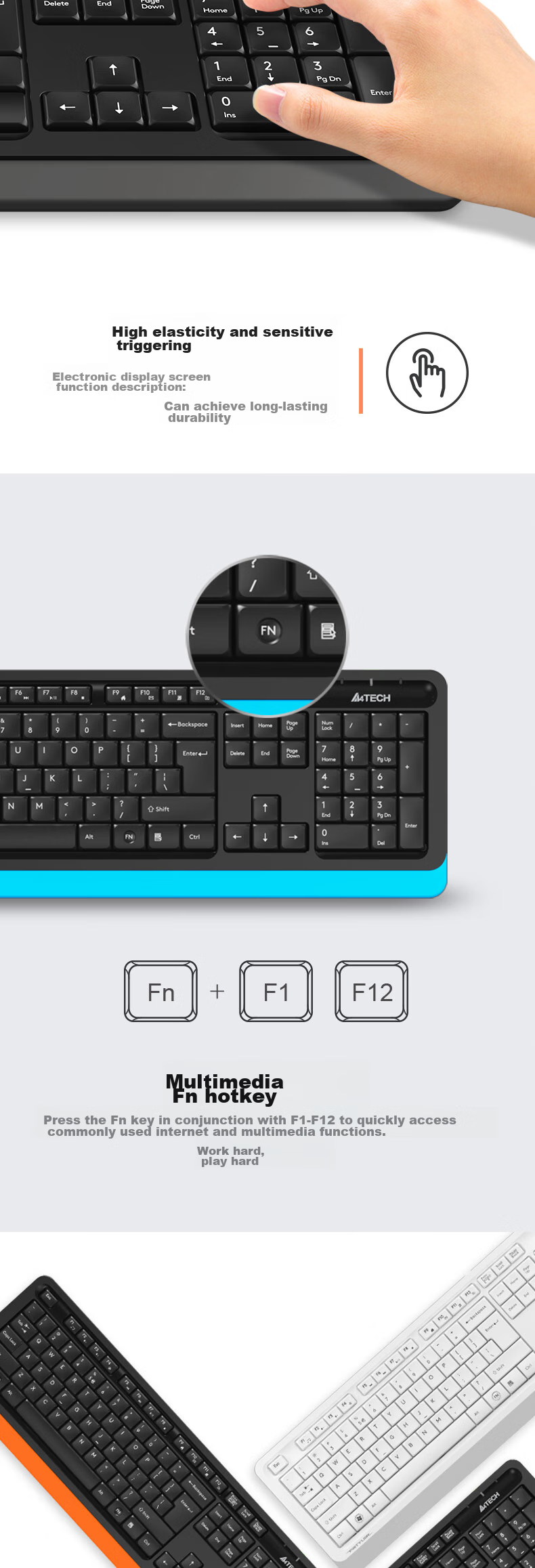 A4TECH FG1010, 104-Key Wireless Keyboard And Mouse Set, Wireless Keyboard And Mouse Combo, Thin Film Keyboard for Office Use, Fei Shidai, Su Kong Hai, Wireless 7