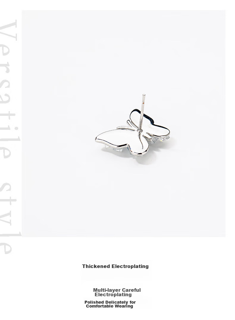 Qlady Crystal Butterfly Elegant Stud Earrings for Women, Pure Silver Earrings, New Style 2026 New Year High-End Silver Jewelry Earrings, Unique Ear Studs 10