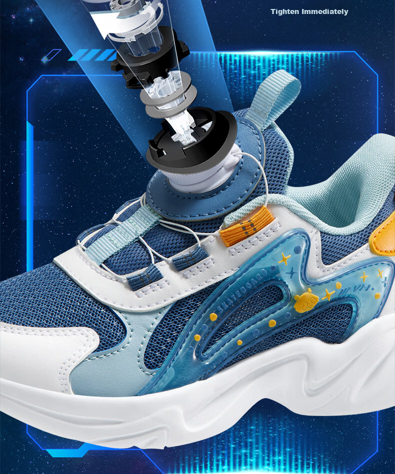 361° Children's Shoes, Kids' Sports Shoes, Fall 2025, Boys And Girls Lightweight Rebound Dial Casual Shoes, Blue, Size 33 10