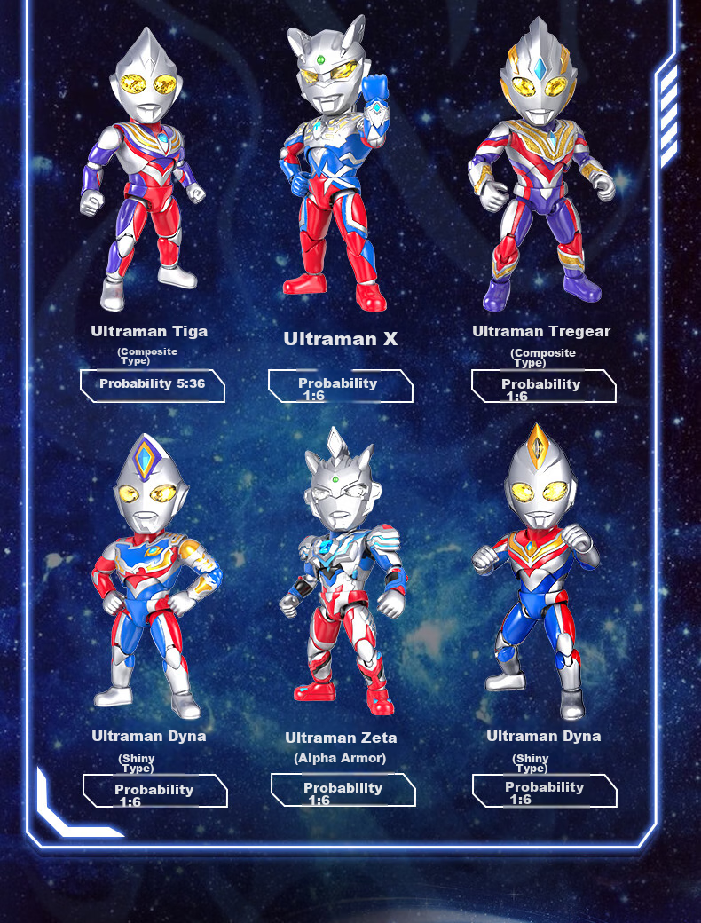 LDCX Ultraman Q Version Hero Transmission Blind Box, Diga Sero Action Figure, Movable Toy, Birthday Gift for Boys 6