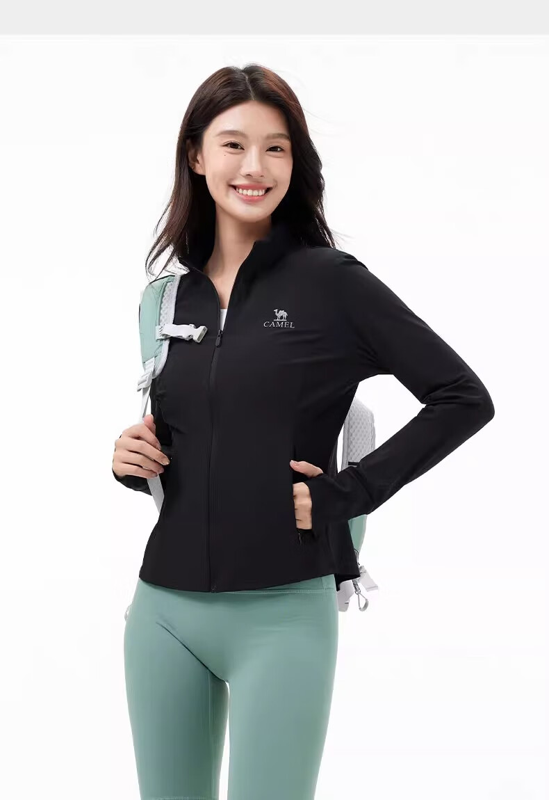 Camel Women's Outdoor Light-Colored Skin UV Protection Stand Collar Original Yarn Sun Protection Jacket Spring Summer New Lightweight Coat 12