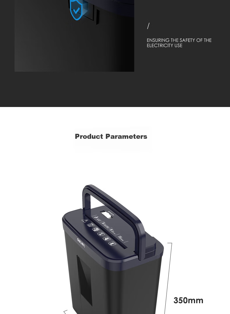Deli Paper Shredder, Level 4 Security, Single Pass 6 Sheets, 5-Minute Continuous Shredding, Small Home And Office Document Shredder, 15L Capacity, with Staple Shredding, 33088 19