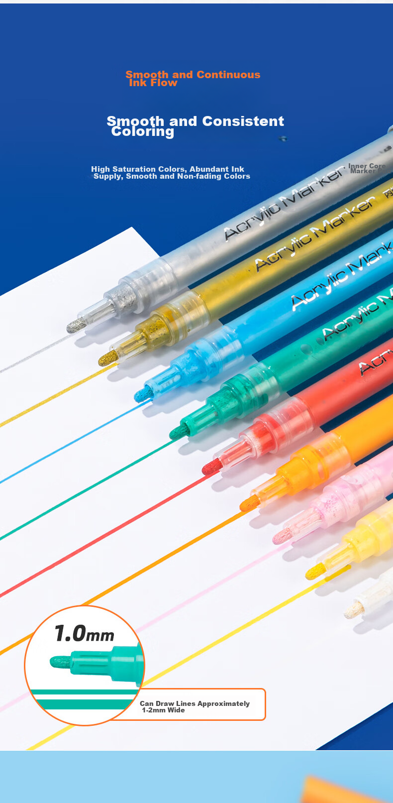Deli [Back to School Stationery] 36-Color Acrylic Markers, Single-Tip Triangular Barrel, Waterproof Drawing Graffiti Coloring Watercolor Pens, Markers for Hand-Drawn Sketches, Common Student Model HM331-36 Art Educatio 7