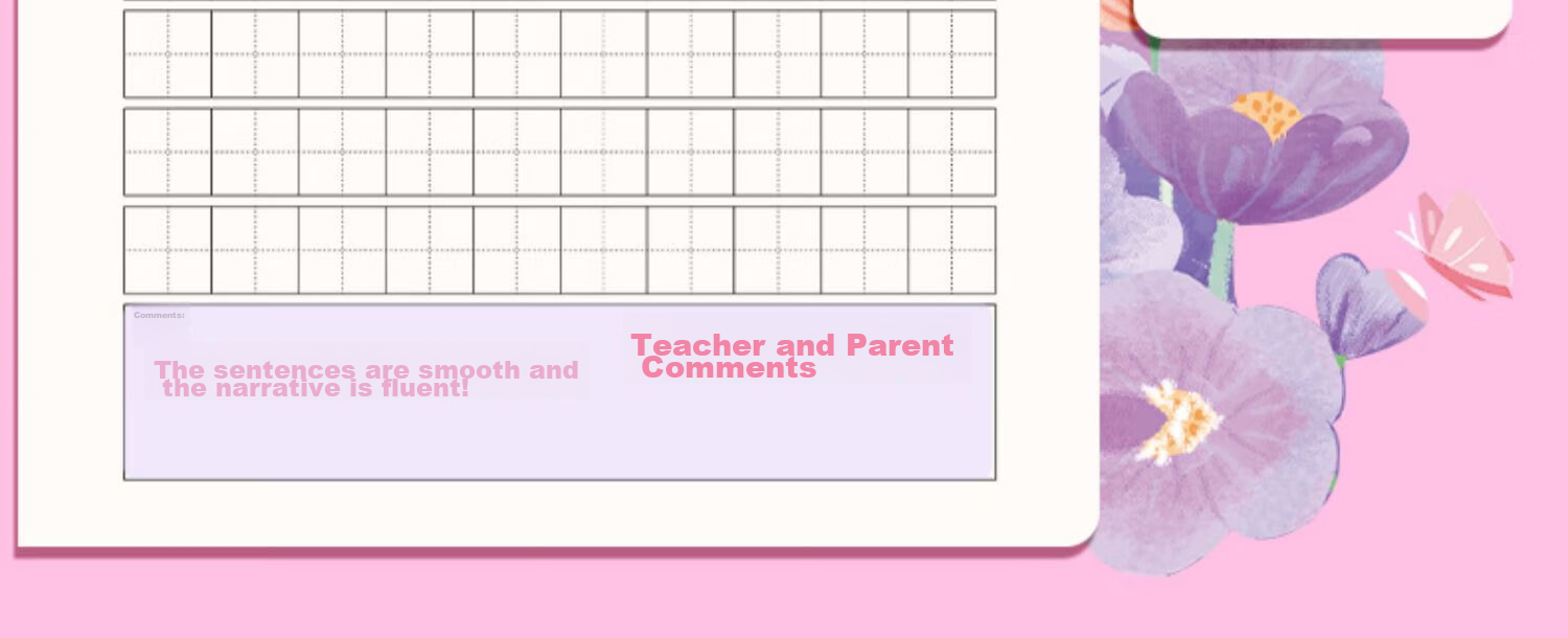 Jinzhi 4 Honda Grid Diary / Garden Girl Elementary School Student Glue-Bound Children's Notebook Writing Book for First, Second, And Third Grade Weekly Journal Notebook Elementary School Chinese Language Book 6