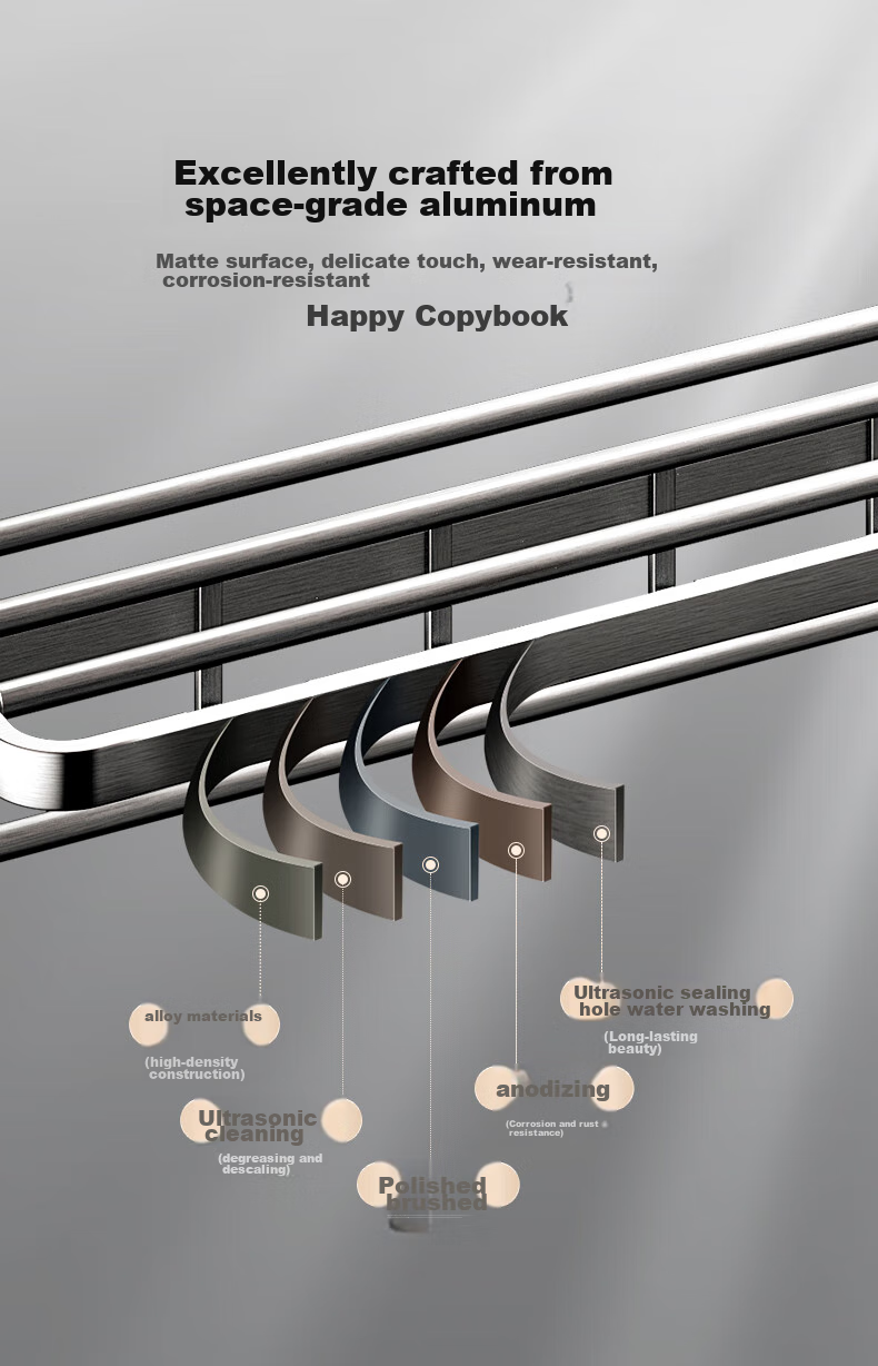 HEGII Coat Hooks, Bathroom Storage Rack, No Drilling Required Towel And Coat Hooks HMP921-08 4