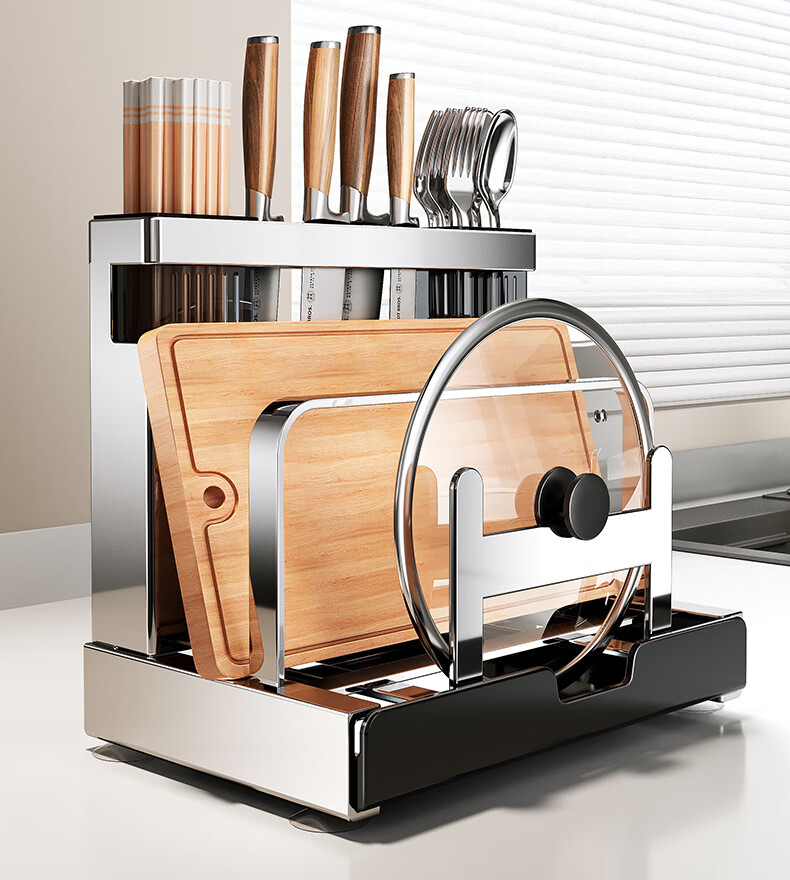Meichu Kitchen Story 304 Stainless Steel Kitchen Storage Rack Knife Holder Knife Storage Rack Vegetable Knife Rack Knife and Spatula Storage Rack Chopsticks Holder Cutting Board Rack 2