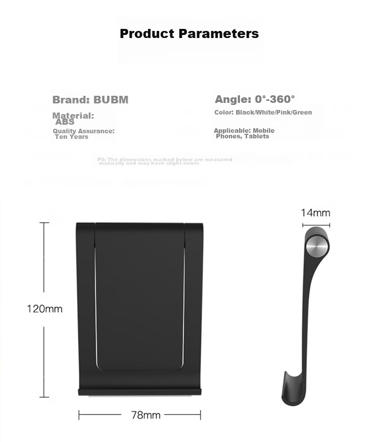 BUBM Phone, IPad And Tablet Desktop Stand, Creative Adjustable Multifunctional Lazy Phone Holder, Universal Anti-Slip Foldable Portable Phone Stand for Live Streaming And Video Recording, ZMZJ Piano Black 10