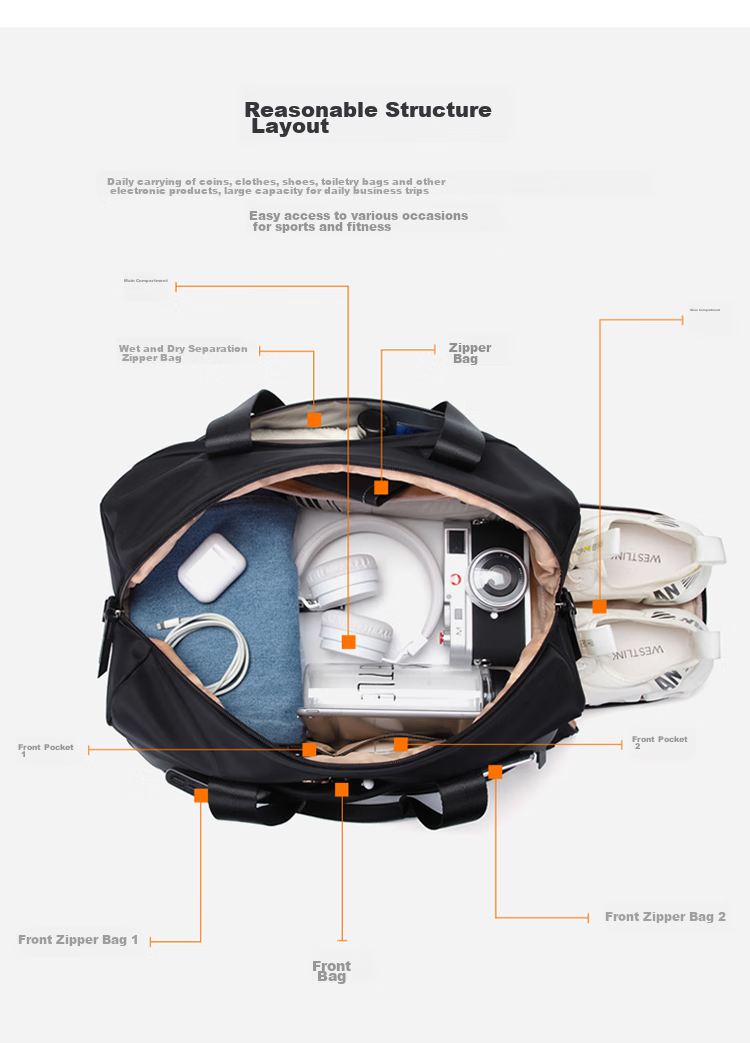 GOLF Travel Bag, Sports And Fitness Bag for Women, with Separate Shoe Compartment, Dry And Wet Separation, Handheld Luggage Bag for Business Trips And Travel, Shoulder Bag 17