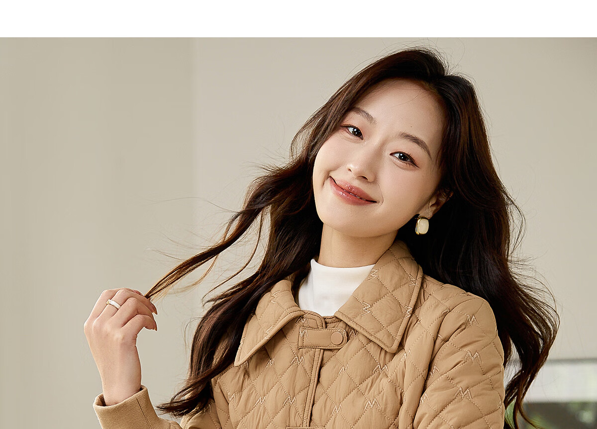PinCai Women's Cotton Jacket Fashion Woven Design Lapel Thickened Lightweight Winter Coat P144M1003 23