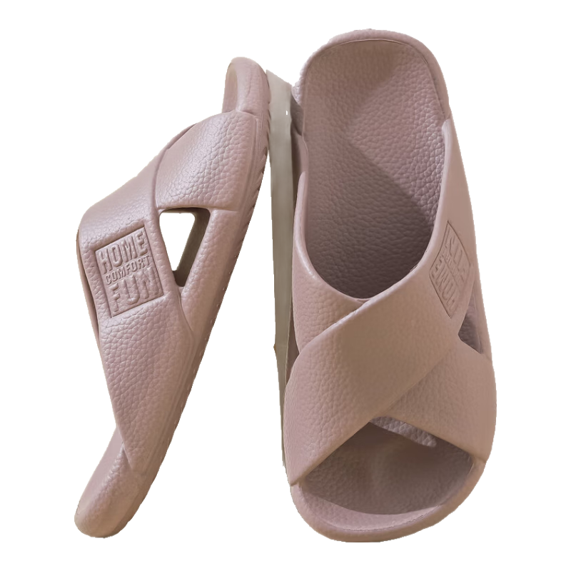 Huameijianbu Cross Mocha Slippers for Couples, Bathroom Indoor And Outdoor Thick Soft Sole Non-Slip Sandals HM600, Lavender Purple, Size 35-36