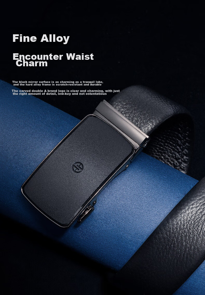 Aokang Men's Automatic Buckle Belt, Business Waistband, Top-Grain Leather Trouser Belt, Birthday Gift for Husband 5