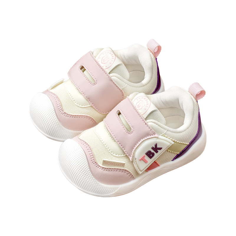 Tomberk Baby Walking Shoes Mesh Summer New Children's Functional Soft Sole Breathable Non-slip Mesh Shoes Pink Size 17