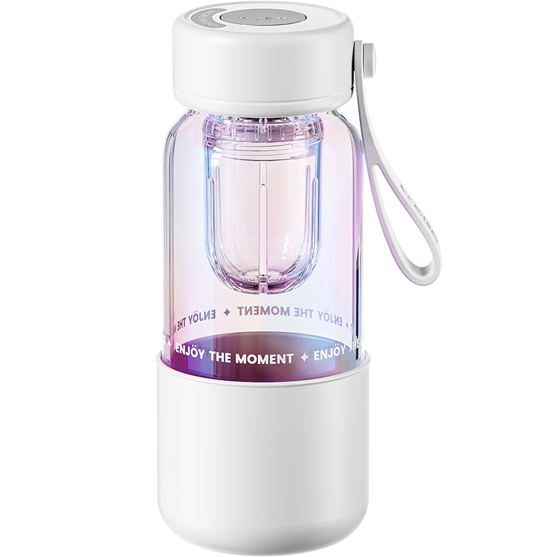 Waka Waka Tea Infuser Cup, Magnetic Glass Cup for Women, High Borosilicate Drinking Cup for Children, Heat-Resistant, 500mL, Bright Moon White