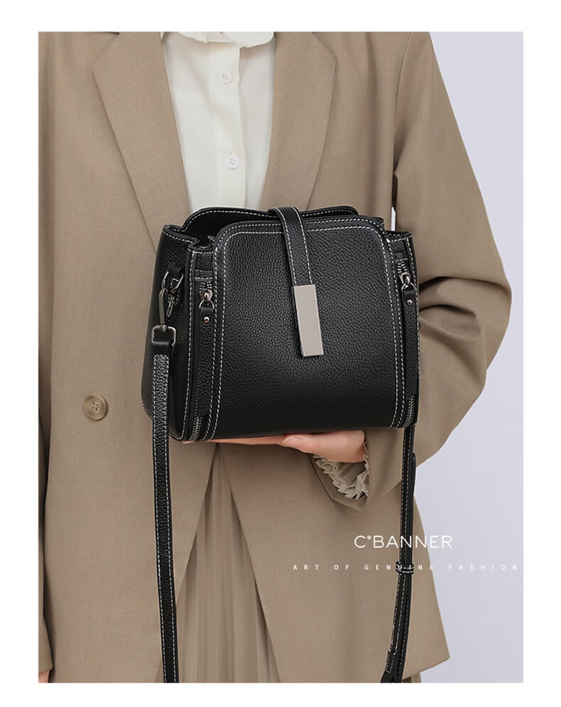 C.BANNER Top-Grain Leather Handbag, Bucket Bag for Women, Mom Bag, Crossbody Shoulder Bag, Brand Birthday Gift for Girlfriend on May 20 3