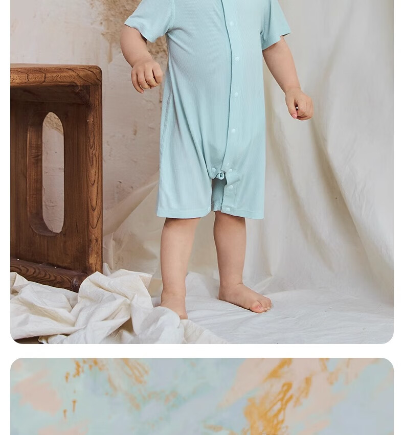 Niduoxiong Summer Baby Romper, Infant Clothing, Summer Outfit, Crawling Suit, Newborn Home Wear, Short-Sleeve Ice Silk 35