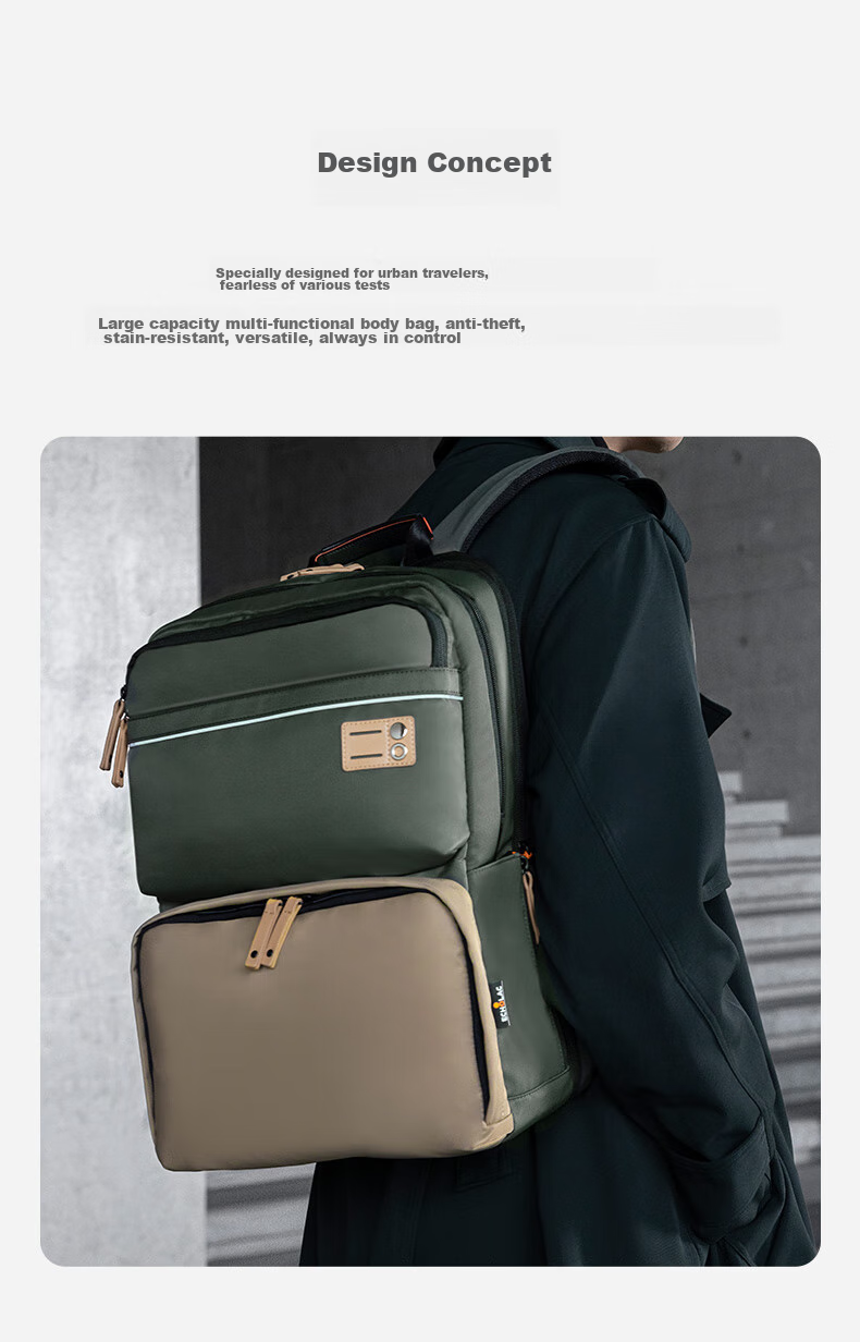 Echolac Backpack, Large Capacity Expandable Laptop Bag, Travel Backpack, Gift for Boyfriend, CKP658 Army Gree 3