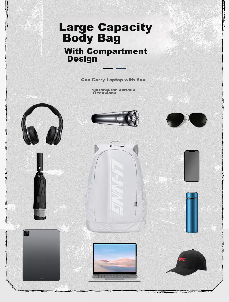 Li-Ning Table Tennis Backpack for Men And Women, Casual Fashionable Outdoor School Bag, Laptop Bag, Lightweight Multifunctional Sports Backpack 7