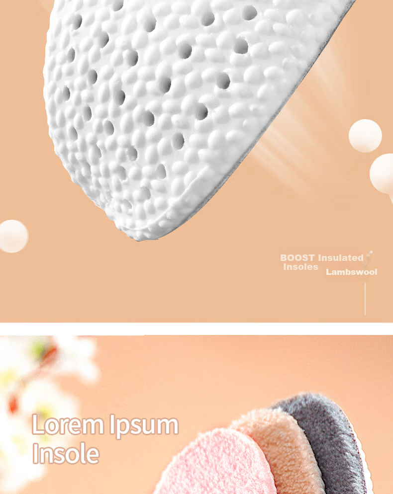 RENBEN 2 Pairs Warm Fleece-Lined Sports Insoles for Men And Women, Winter Cotton Cold-Proof 6019R Beige Size 39-40 4