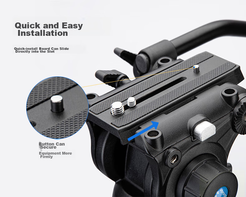 Fotopro FV888 Professional Photography And Videography Tripod, DSLR Camera Stand, Shooting Video Live Streaming Tripod, Hydraulic Head Kit, 1.8m/8kg 4