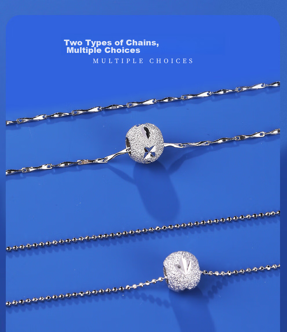 Laoyinjiang S925 Silver Lucky Bead Necklace for Women, Chinese Style Silver Pendant, Gift for Girlfriend on Valentine's Day, Silver Collarbone Chai 8