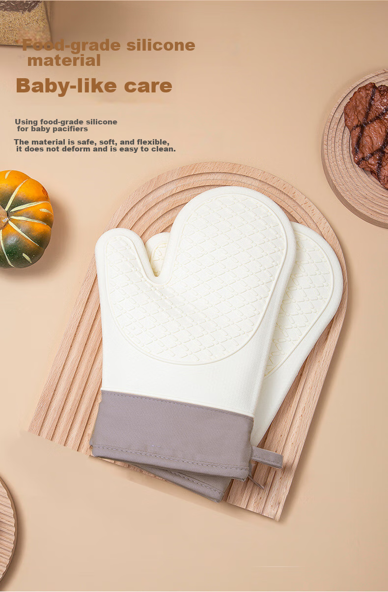 Jekero Heat-Resistant Gloves, Insulated Thickened High-Temperature Resistant Five-Finger Silicone Oven Gloves, Kitchen Microwave Baking Specialized, One Pair 5