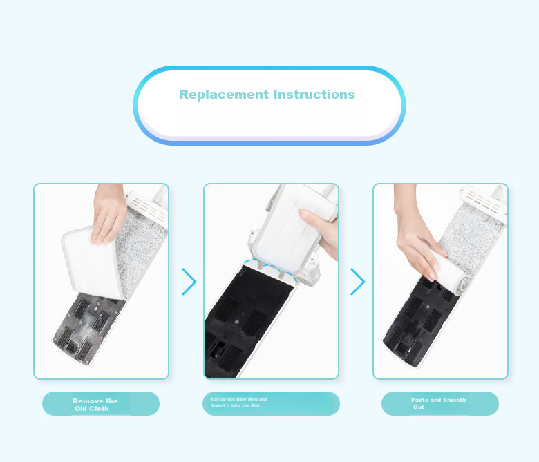 MIAOJIE Flat Mop Cloth, 33.5cm, 2 Pieces in Total, Qiao Jing Hands-Free Mop Replacement Cloth 18