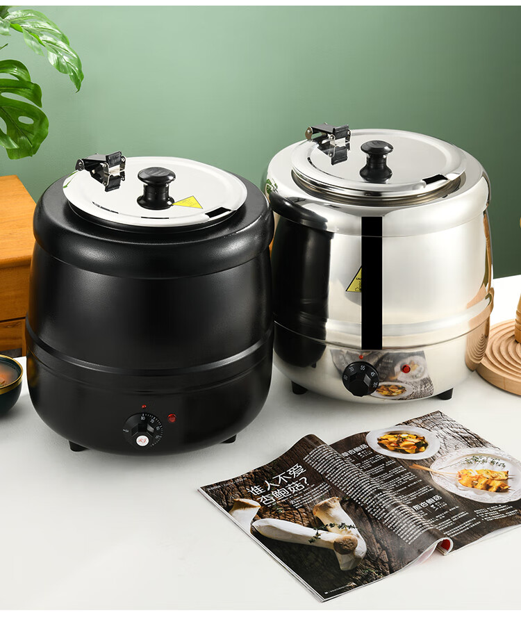 Vinas 304 Stainless Steel 10L Commercial Electric Soup Warmer Buffet Hotel Heating Pot Congee Cooker 4