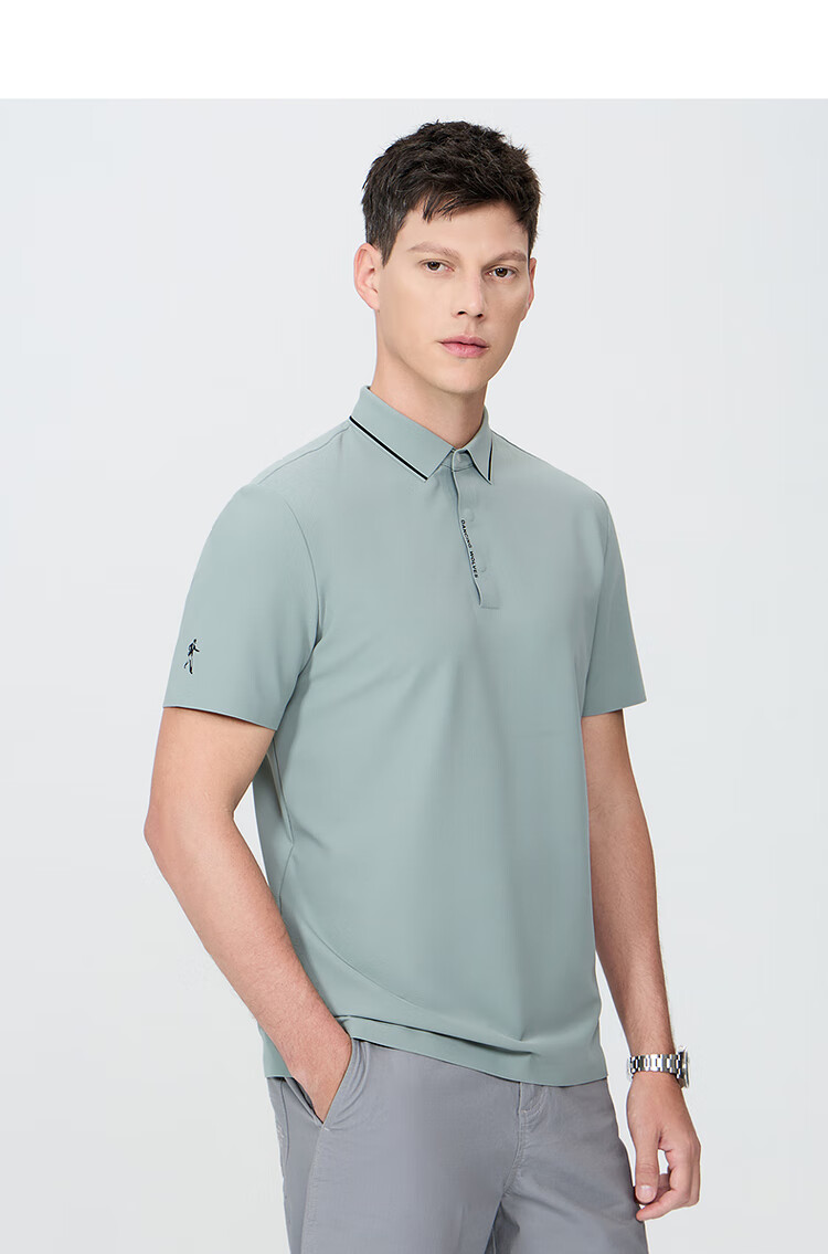 DANCING WOLVES [Elastic Breathable] Summer Elegant Casual Business Men's Short-Sleeve POLO Shirt, 001 Black, Size M (170cm) 11