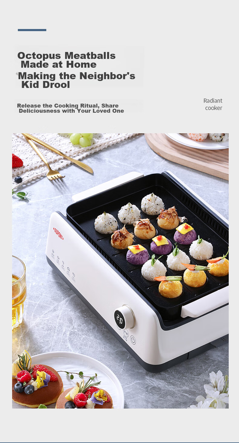 DU PONT Electric Grill Pan, Multifunctional Smokeless Ceramic Non-Stick Pot, Detachable Electric Hot Pot And Cooking Pot, for Home Use by 3-4 People, Grill And Hot Pot Combo (Grill Pan + Hot Pot) 18