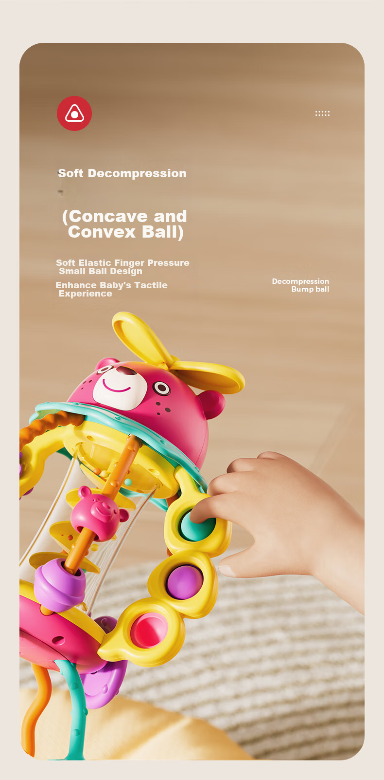 HUILE TOYS Pull-Along Toy for Children And Infants, Newborn Toys, Grasping Training, First Birthday Gift 2