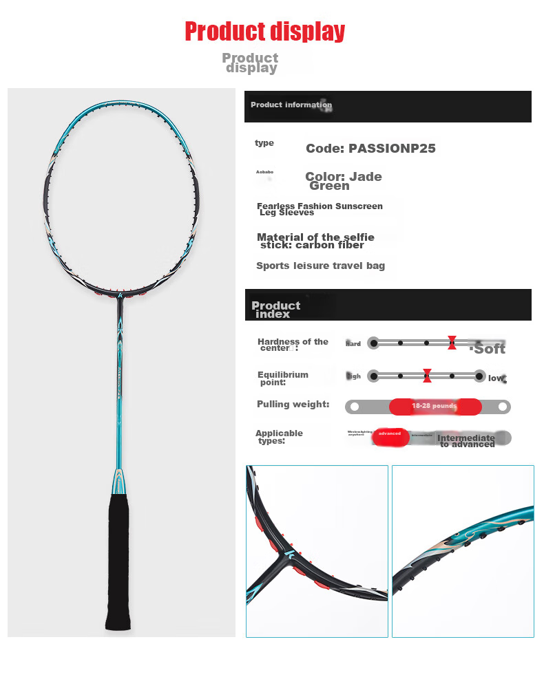 Kawasaki Badminton Racket, Full Carbon Single Racket, Ultra-Light Professional Durable Type PASSION P25, White And Purple (Pre-Strung) 9