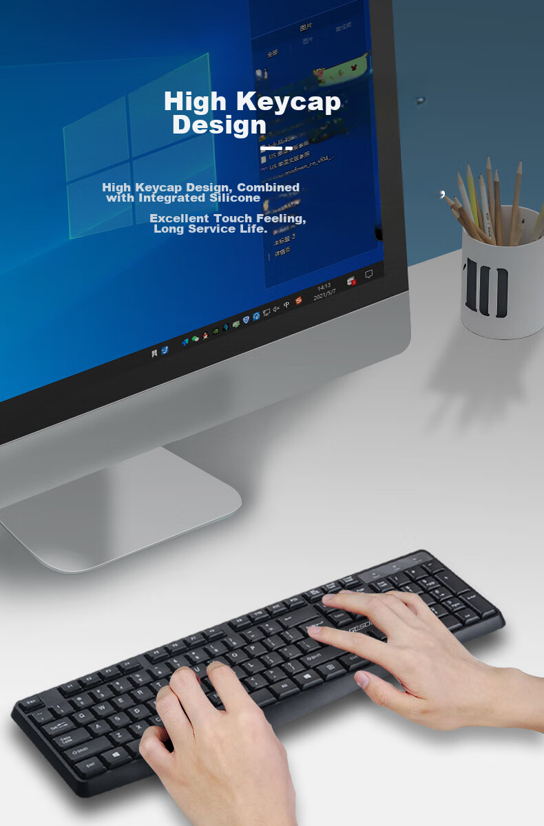 GESOBYTE Wireless Keyboard, Quiet Low-Noise Office Keyboard, Compatible with Desktop And Laptop, Built-In Receiver Plug-And K139W Battery Version, Black 4