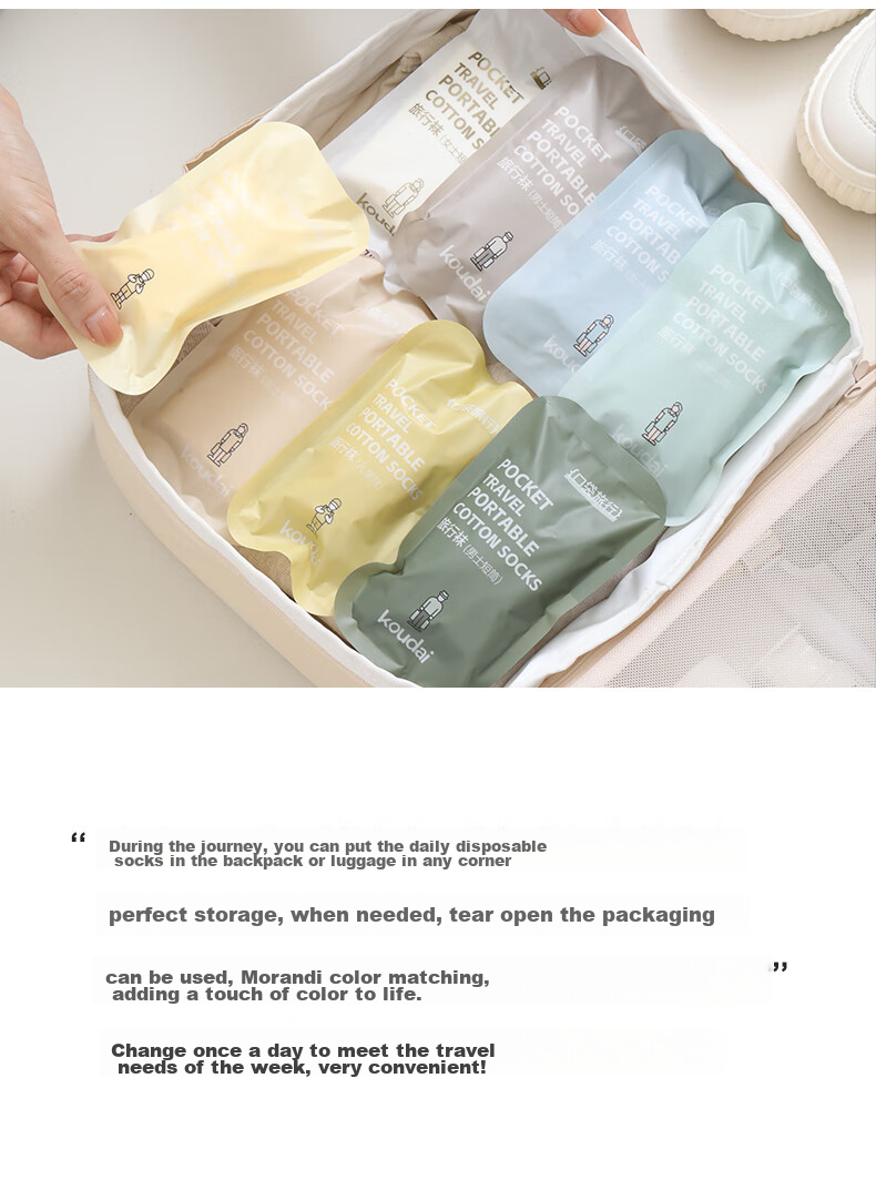 HINCLOUD Disposable Socks for Travel And Business Trips, Sweat-Absorbing Breathable No-Wash Daily Disposable Children's Colorful Short Socks, Pack of 7 Pairs 4