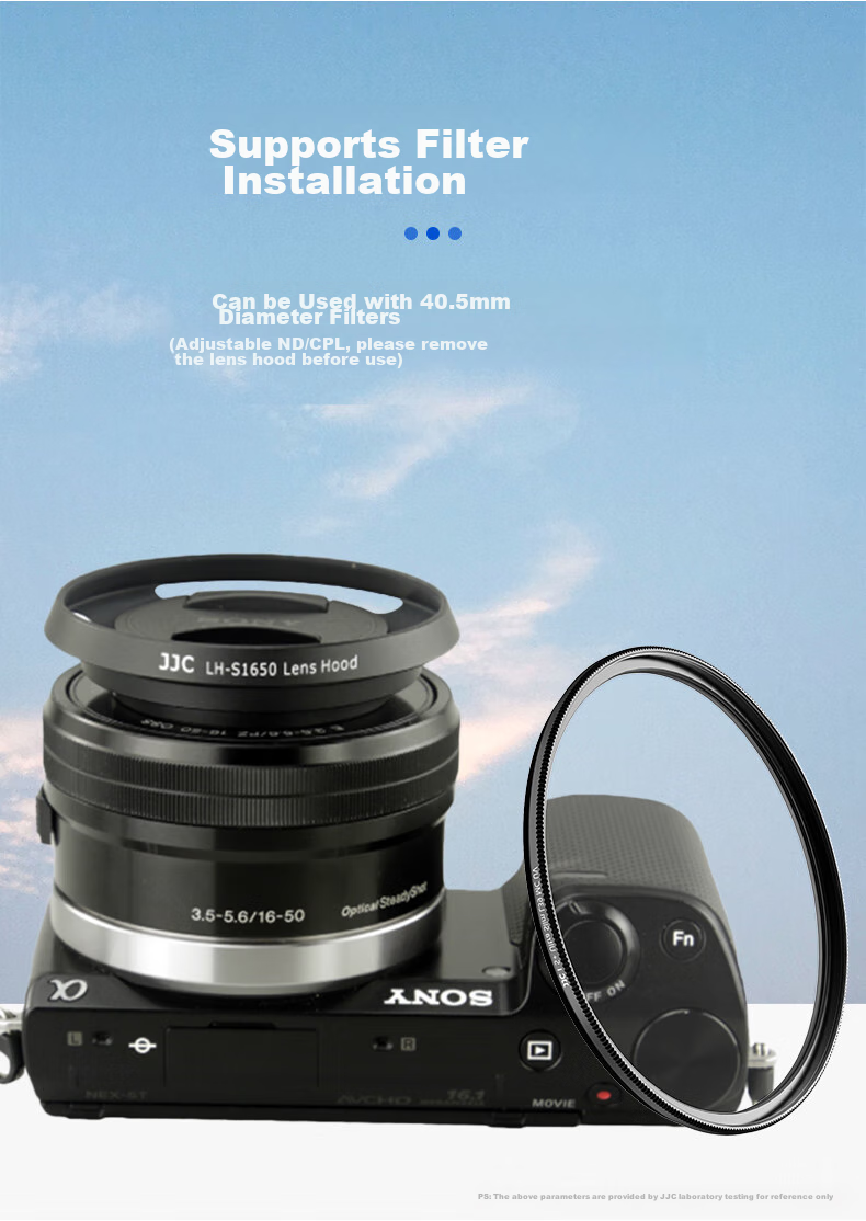 JJC Lens Hood Compatible with Sony 16-50mm FE 28-60mm 40.5mm Lens for ZV-E1 ZV-1F ZV-E10L A6500 A6400 A6300 Mirrorless Cameras 5