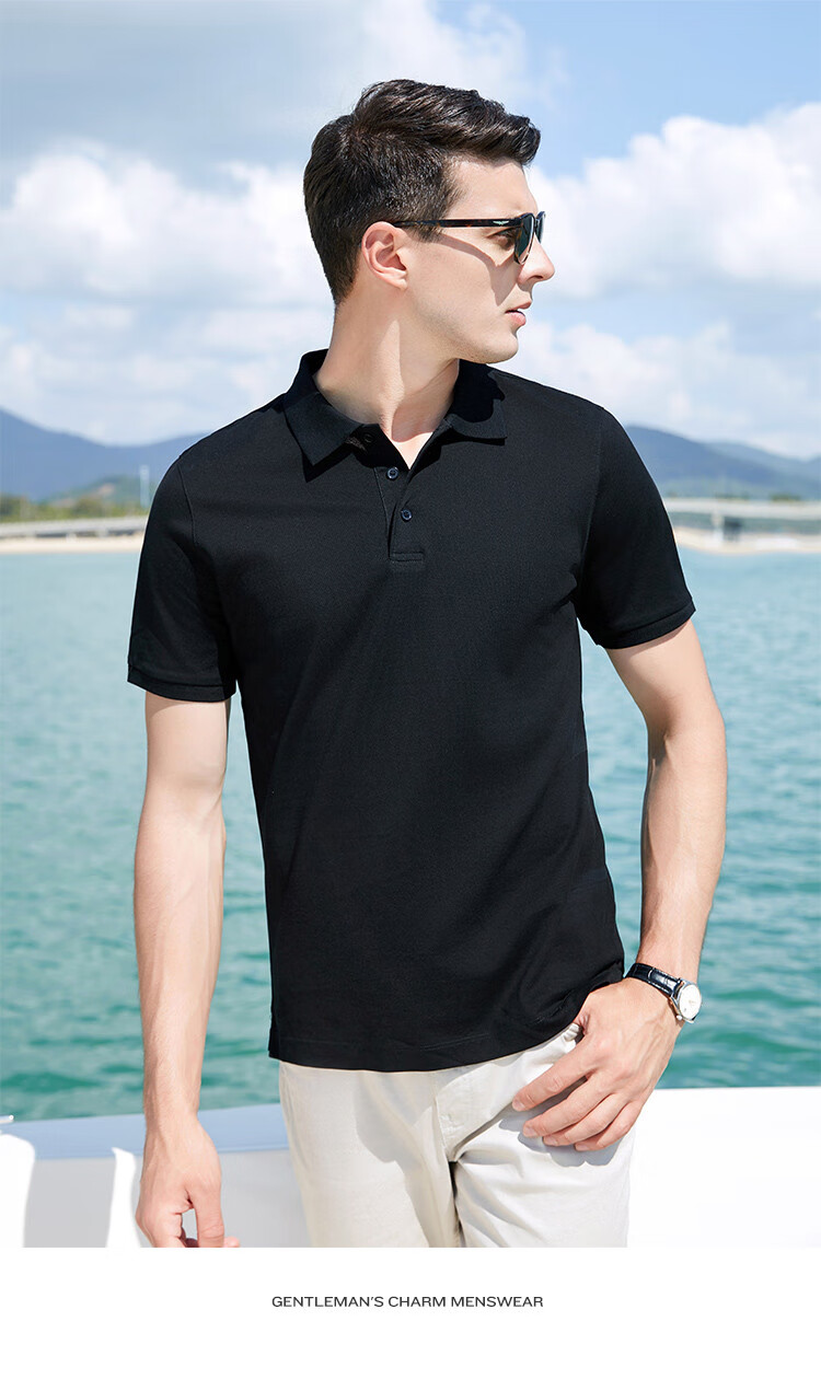 Andongniao [Double-Thread 100% Cotton] Men's High-End Polo Shirt, Smooth Short-Sleeve Summer Lightweight Luxury Collared Breathable Pique T-Shirt 14