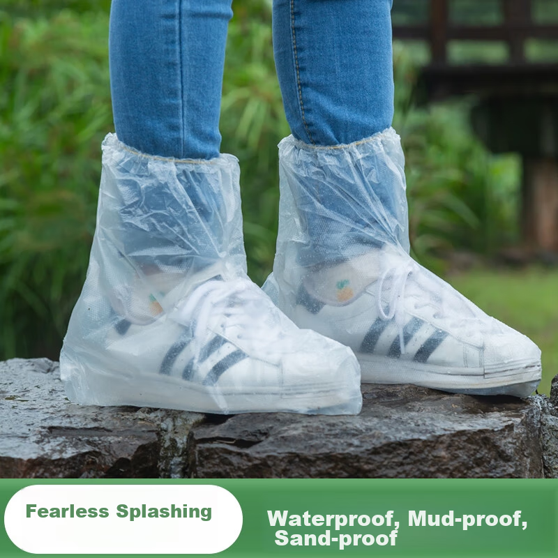 JAJALIN Disposable Rain Shoe Covers, 20-Pack, Thick Waterproof Non-Slip Mid-Calf Plastic Overshoes for Men And Wome 3