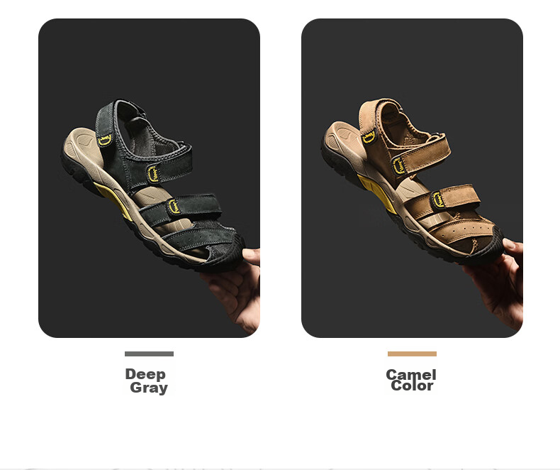 JEEP Men's Outdoor Breathable Sandals, Closed-Toe Beach Shoes, Water-Friendly Perforated Shoes, Non-Slip Wear-Resistant River Tracing Shoes, Casual Hiking Shoes 4
