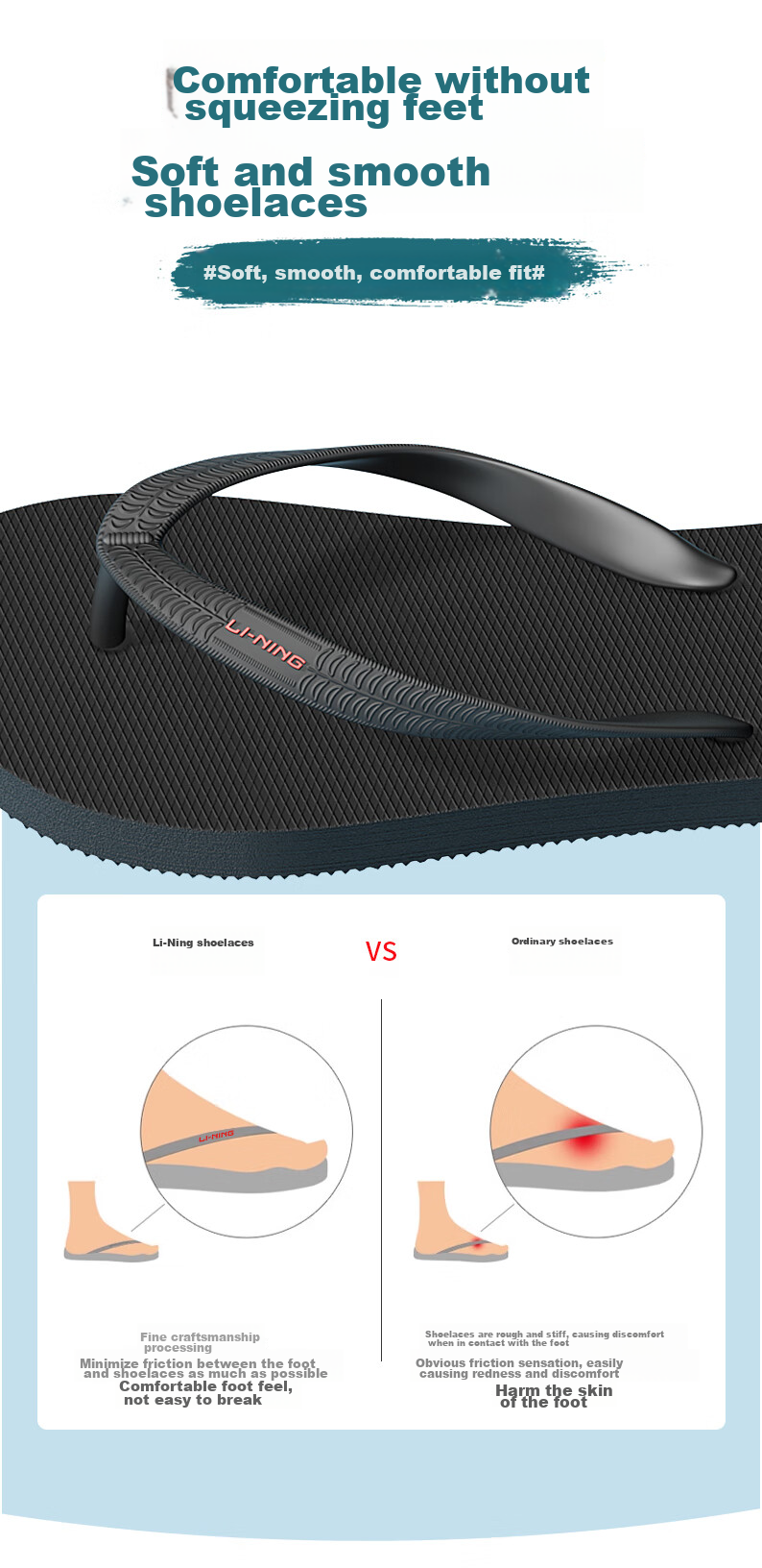 Li-Ning Slippers, Sports Sandals, Flip-Flops for Men And Women, Summer Style, Outdoor Wear, Odor-Resistant, Non-Slip, Durable, Suitable for Beach Activities 9