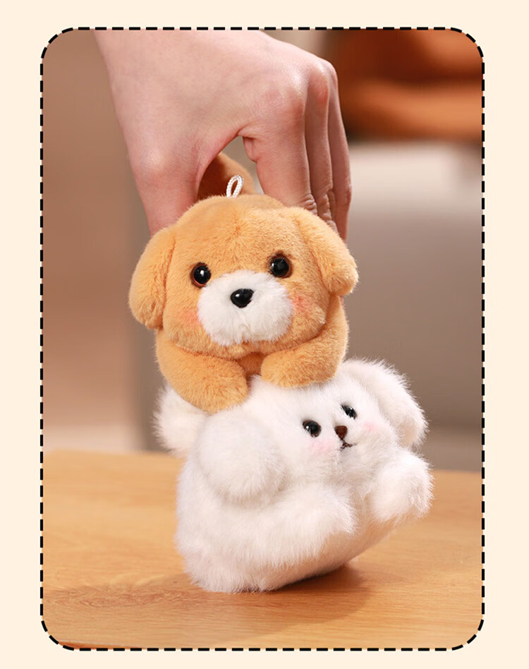 WELTSTON Pomeranian Dog Plush Toy Gift Stuffed Animal Children's Birthday Present for Girls, Tea Cup Dog with Crossed Backpack 10