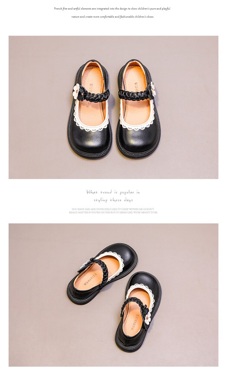 Wuma Girls Princess Leather Shoes 2026 New Spring Autumn Children's Performance Soft Sole Single Shoes for Big Kids 6