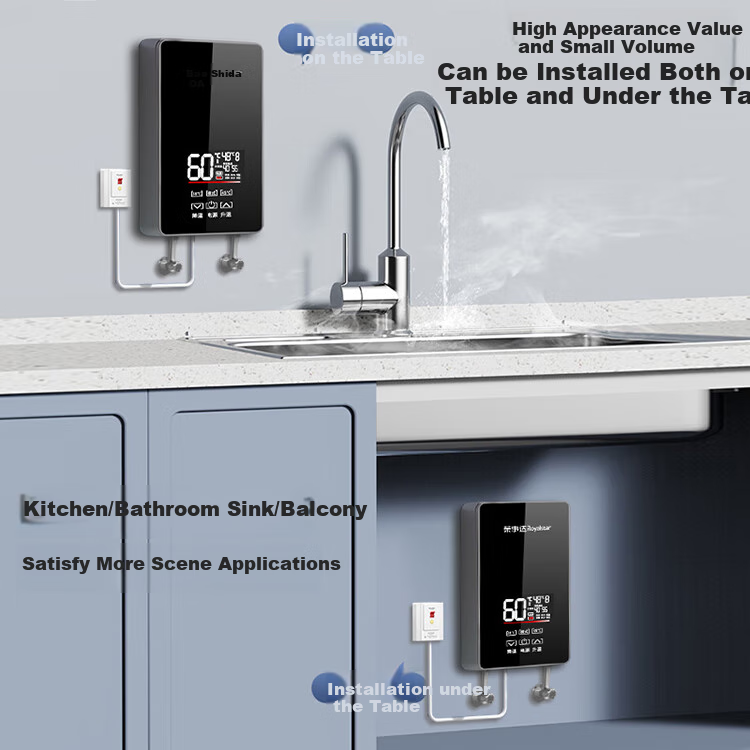 Royalstar Instant Electric Water Heater for Home Use, Fast Heating, Compact Kitchen Treasure, Bathroom Instant Heating, No Water Storage Required, Variable Frequency Constant Temperature, 6000W, Water And Electricity Separation + Unlimited Hot Water + Leakage Protection Switch 20