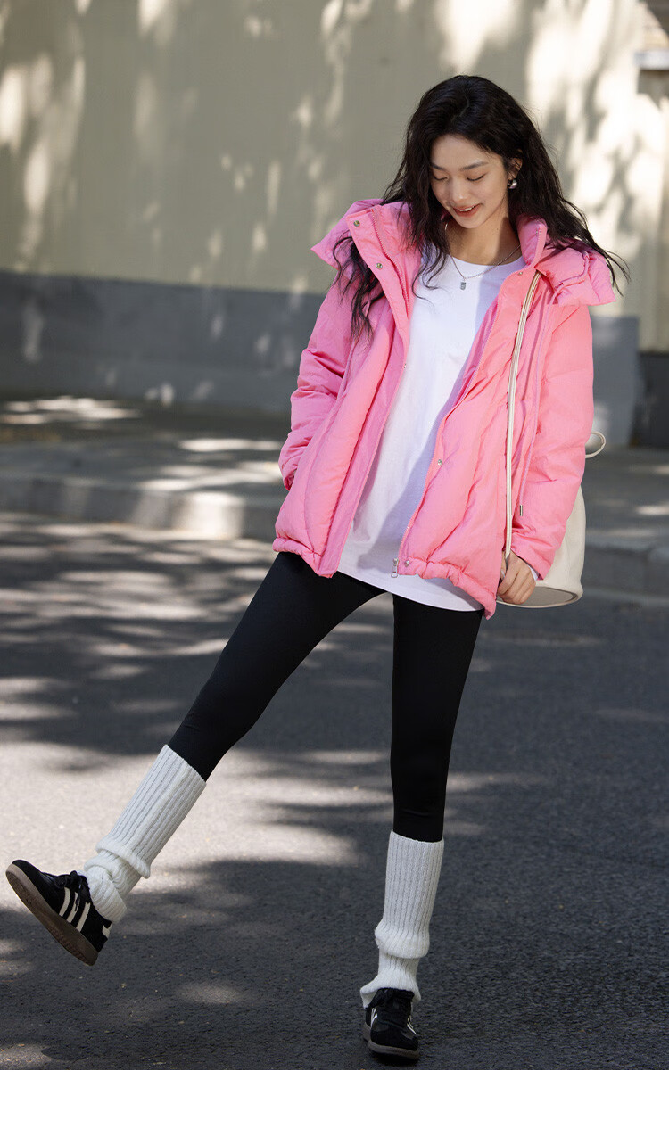 Dme [Young Girl's Powder Pink] Winter Hooded Long Coat with Split Line Decoration, Women's down Jacket 9