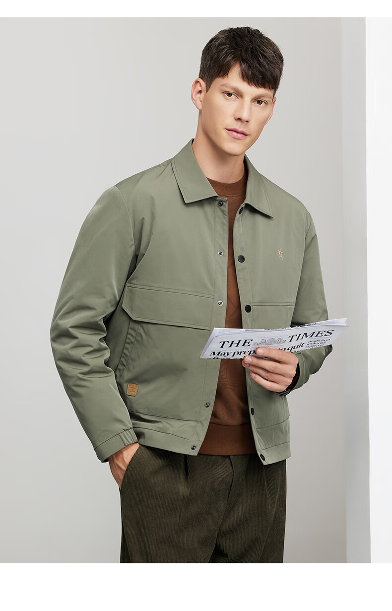 DANCING WOLVES Quilted Warmth Autumn Winter Workwear Style Turn-down Collar Business Windproof Jacket for Men 102 Dark Blue Size 175 5