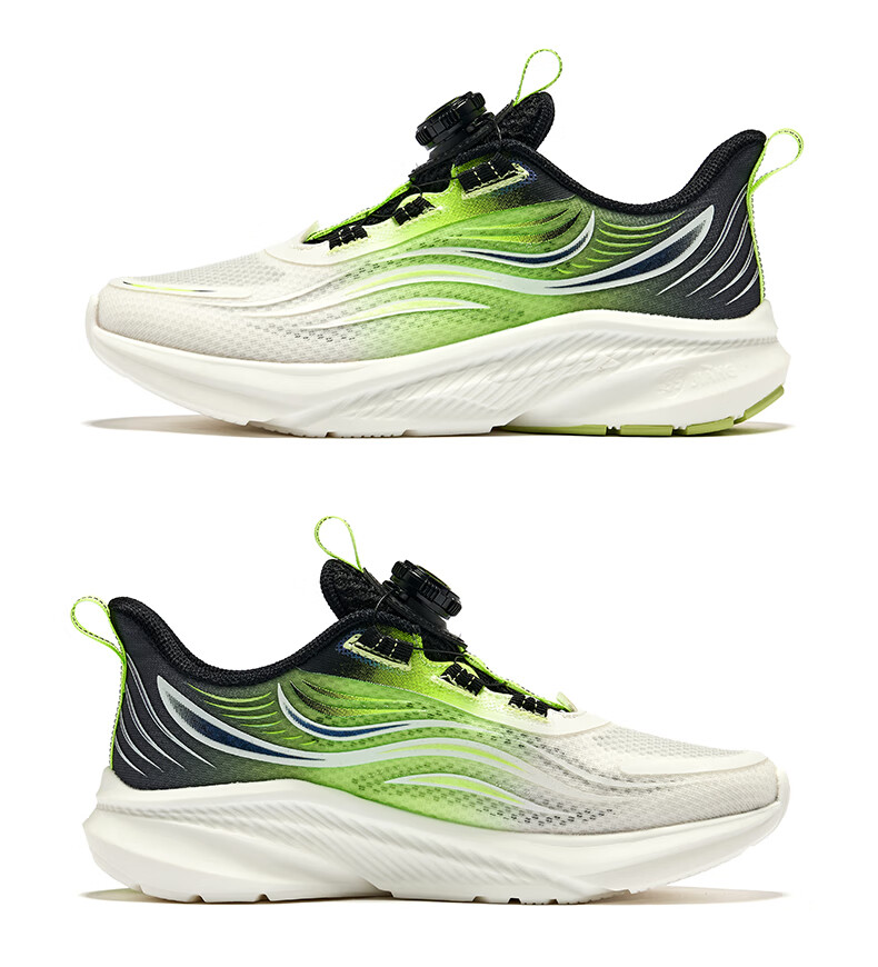 ERKE Children's Unisex Sports Shoes with Rotary Buckle, Breathable Summer Running Shoes, Micro-Crystal White/true Black, Size 34 18