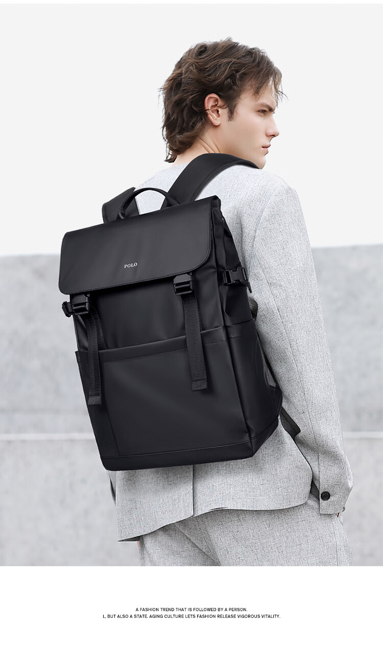 POLO Backpack for Men, Lightweight Travel Backpack with Flip Cover, 15.6/16 Inch Laptop Bag, Business Travel Bag 4