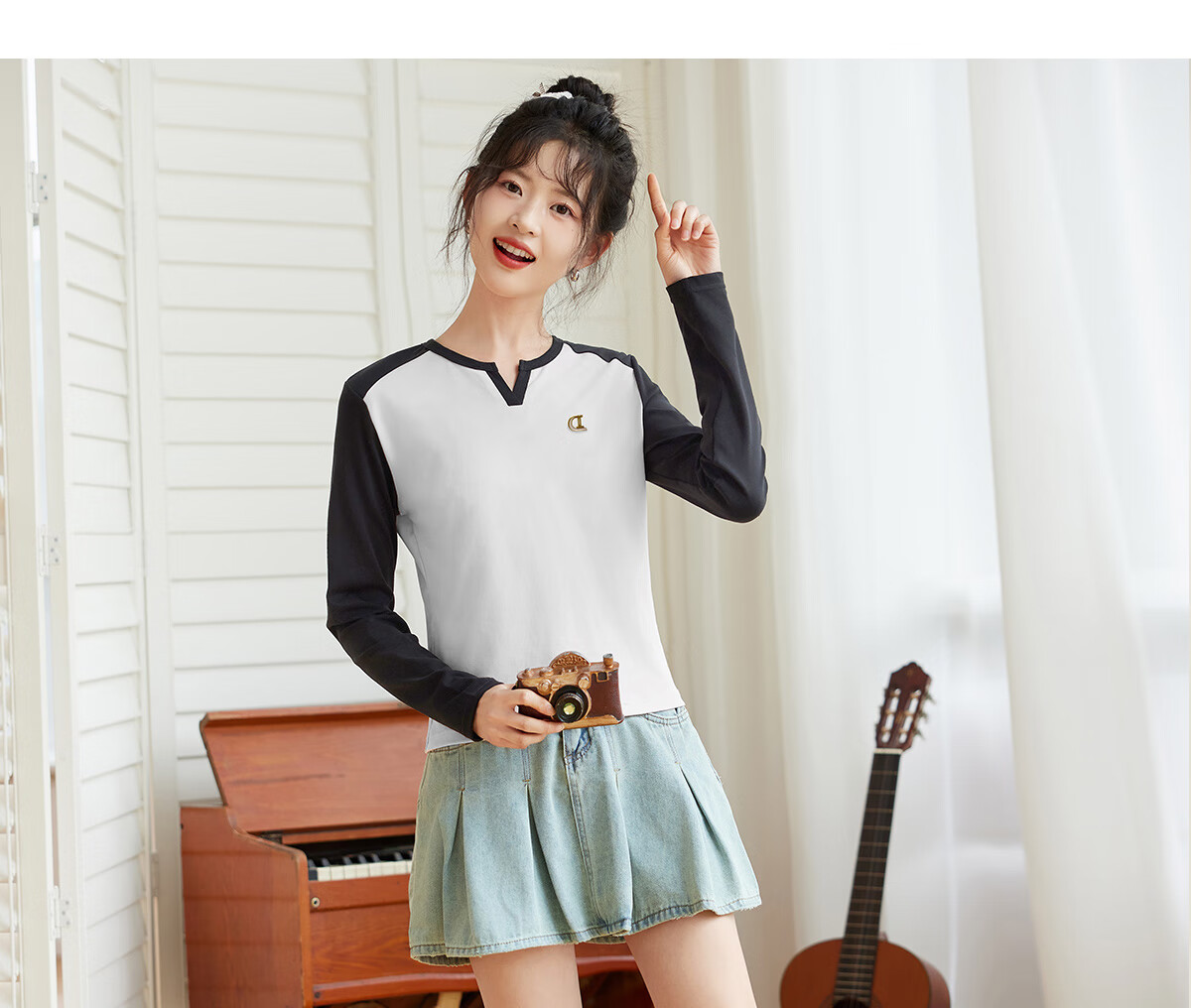 Halo Queen Long-Sleeve T-Shirt for Women, Wilderness Maillard Style Spring And Autumn Raglan Sleeve Rabbit Base Shirt Casual New Product H143T2017 58